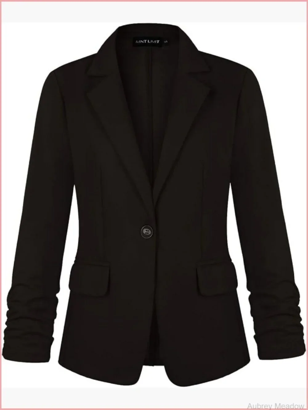 3/4 Sleeve Blazer One Button Office Work Blazer with Pockets Women's Suit Jacket